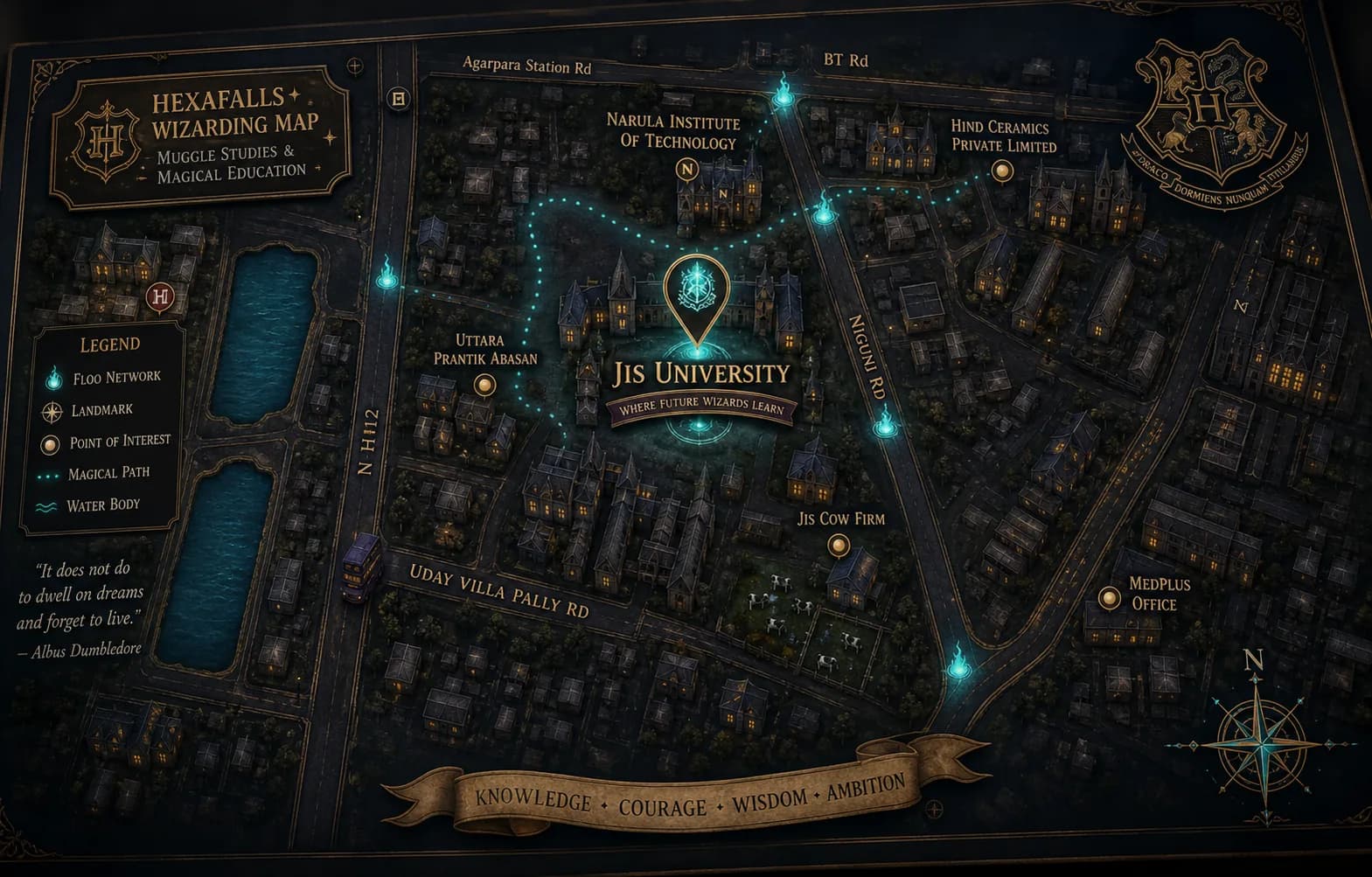 hexafalls map — JIS University, Agarpara, Kolkata